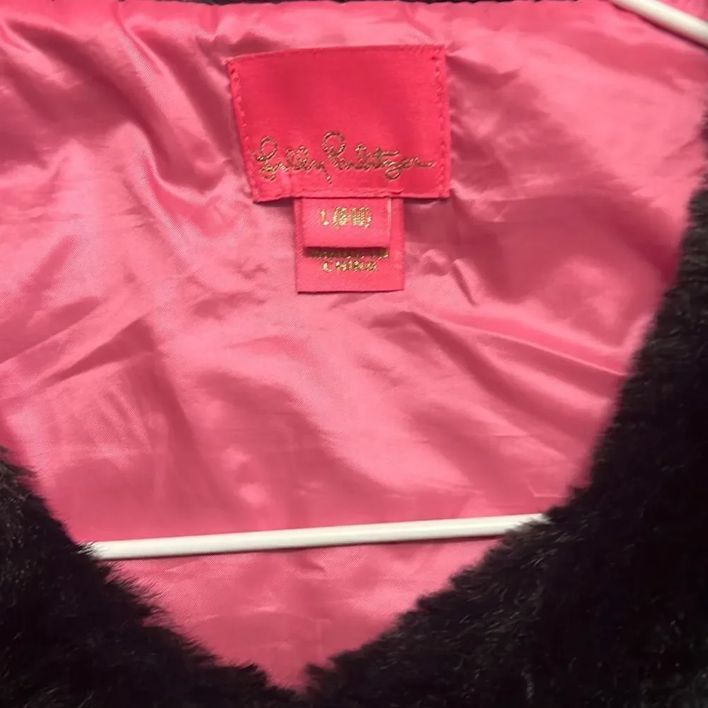 Lilly Pulitzer Girls Winston Faux Fur Vest Black Vest